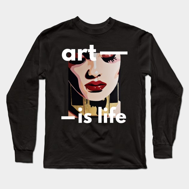 Popart golden woman style Long Sleeve T-Shirt by PrintsHessin